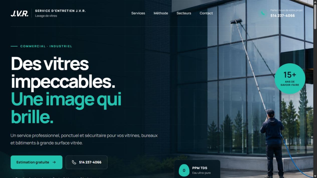 Aperçu du site Web de Service d’entretien J.V.R.